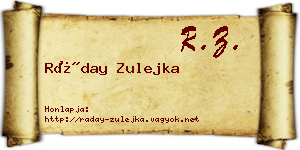 Ráday Zulejka névjegykártya